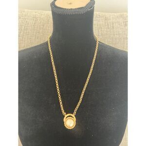 Vintage Trifari signed Aldo Cipullo pearl gold tone long necklace.